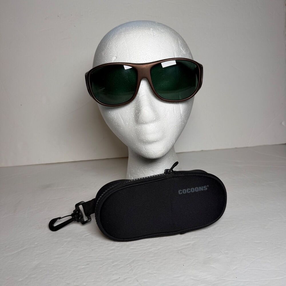 Cocoon C305G Pilot OverX Fit Over Sunglasses Green Lens Copper Frame w Case